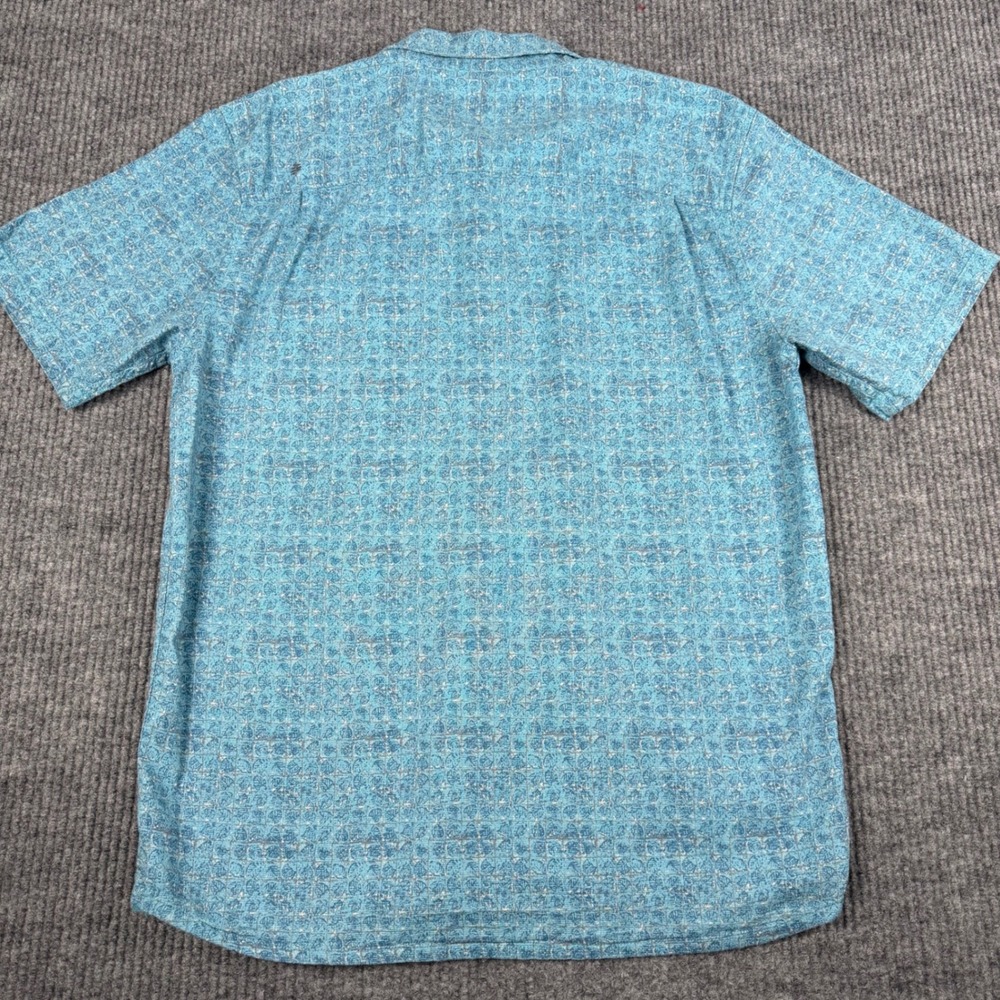 Royal Robbins Short Sleeve Button Up Shirt Mens L Blue Leaf Print Organic Cotton - Picture 2 of 15